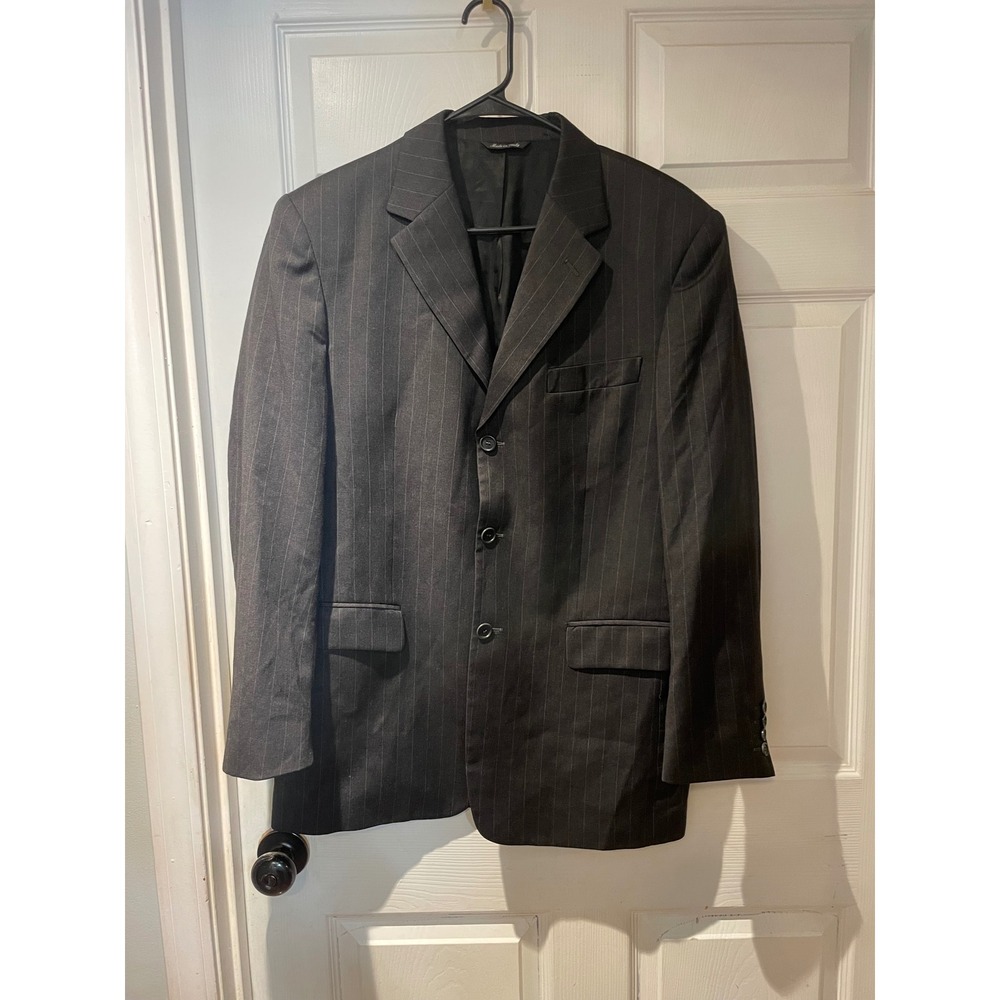 Enzo Tovare Angelico Super 100s Wool Pinstripe Blazer Made In Italy Grey 52/ 42R